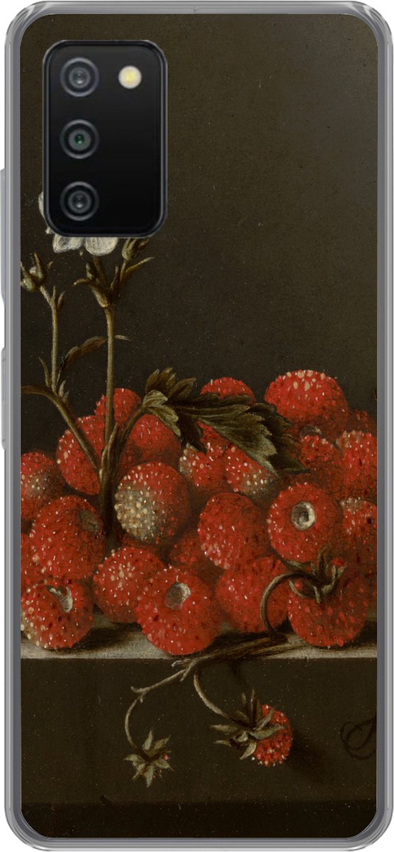 Telefoonhoesje Geschikt voor Samsung Galaxy A03s hoesje - Stilleven met bosaardbeien - Schilderij van Adriaen Coorte - Siliconen Telefoonhoesje Telefoonhoesje
