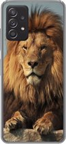 Geschikt voor Samsung Galaxy A53 5G hoesje - Leeuw - Rots - Portret - Siliconen Telefoonhoesje