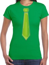 Bellatio Decorations T-shirt habillé pour femme - cravate verte - vert - carnaval - bad party L