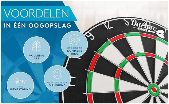 DartPro dartbord met dartpijlen - Professioneel dartbord gemaakt van