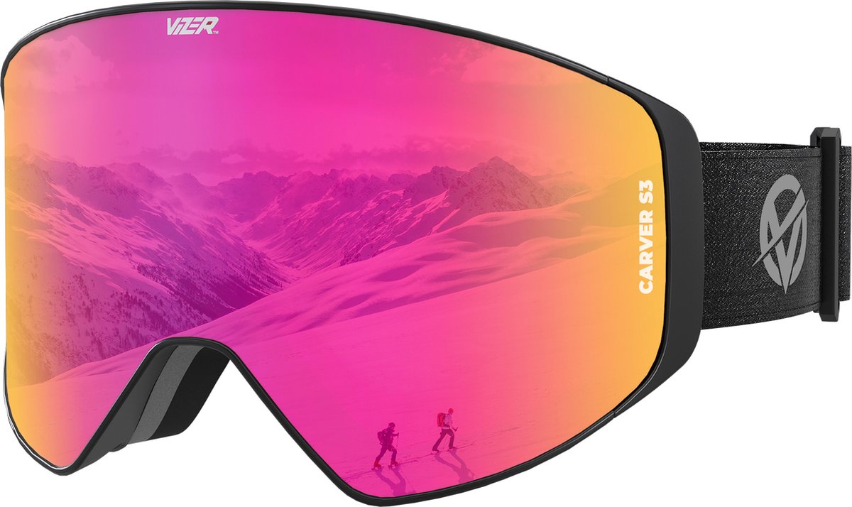 VAIN Vizer Magenta Carver - Roze Rode Skibril - Magnetische verwisselbare lens