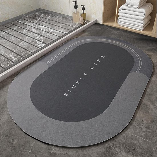 Super absorberende vloermat, 40x60cm ovaal - Vuilafstotende vloermat voor badkamer - Traagschuim badmatset - Microvezel badmat - Douchemat - Antislip microvezel badmatten