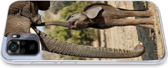Coque Xiaomi Redmi Note 10 - Bébé éléphant communique avec sa mère - Coque de téléphone en Siliconen