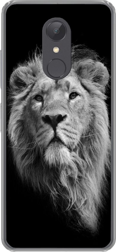 Coque Xiaomi Redmi 5 - Lion - Portrait - Zwart - Wit - Coque de téléphone en Siliconen