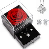 Rozen met een Ketting in Doosje - Hart Ketting - Cadeau voor Haar - Eeuwige Roos - Valentijn