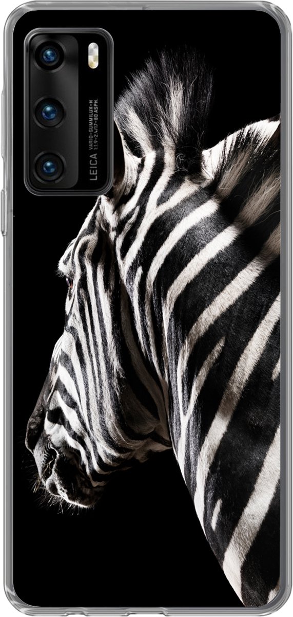Telefoonhoesje Geschikt voor Huawei P40 hoesje - Zebra - Dier - Zwart - Portret - Siliconen Telefoonhoesje Telefoonhoesje