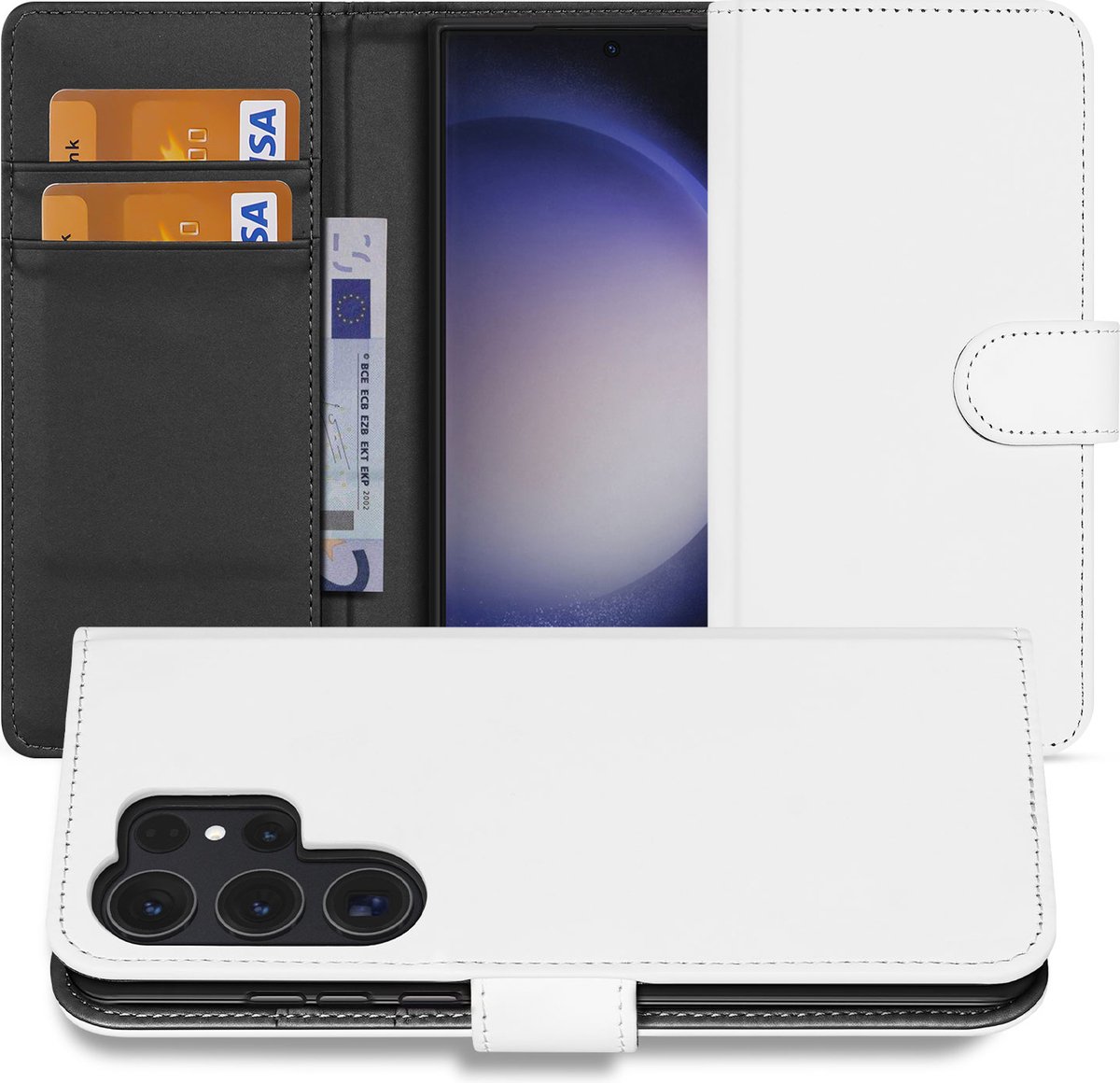 Book Case Telefoonhoesje Geschikt voor Samsung Galaxy S24 Ultra Wit met Pasjeshouder