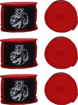 ORCQ Bear boxing handwraps 3 paar - Boks Wraps - Boksbandages - Kickboks bandage - 450cm Rood