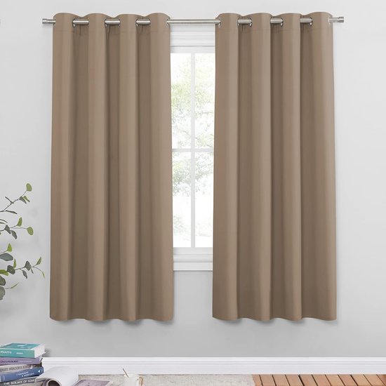 ROOM99 Aura Gordijn met zilveren ringen, 140 x 240 cm breed x hoogte, verduisterend, schuifgordijnen, decoratief, modern gordijn, woonkamer, slaapkamer, donkergrijs