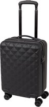 Spilbergen Cabin Proof Koffer met 3D Diamond patroon - Zwart - 29 liter - 20 x 34 x 51 cm - Trolley - Handbagage - Carry On Koffer met TSA cijferslot