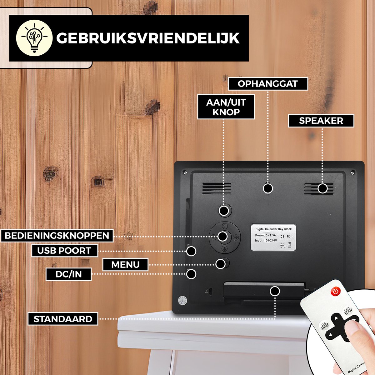 Digitale dementieklok zwart kopen? - Klok Voor Mensen Met Dementie