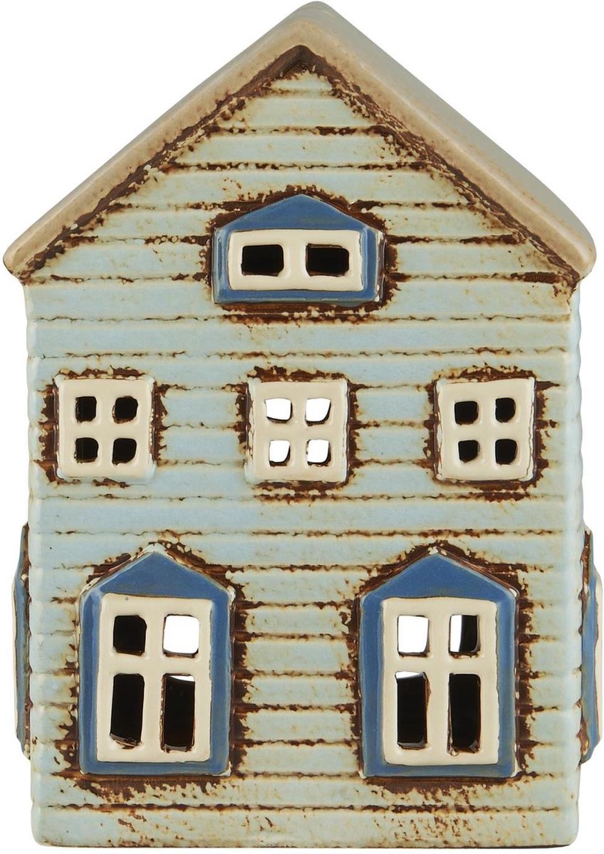 IB Laursen - Keramieken Huisje - waxinelichthouder - lichtblauw - Thorshavn serie