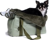 Dogs&Co Luxe Travel Bag Design Vert jusqu'à 7KG - Sac de transport pour chien spécialement pour l'avion - Attache voiture - Sac de transport pour chiens ou Chats