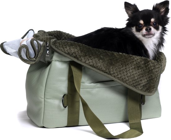 Foto: Dogs co luxe reistas design groen tot 7kg hondendraagtas speciaal voor in het vliegtuig autobevestiging draagtas voor honden of katten