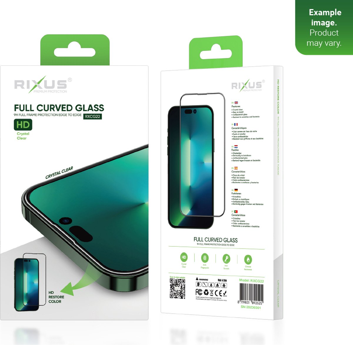 Rixus - iPhone XR, 11 Gehard Glas Gebogen Rand - screenprotector