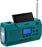 Dynamo Medion E66806 - radio d'urgence - panneau solaire & fonction manivelle pour charger la batterie intégrée - lampe de poche - fonction SOS - utilisation avec batterie ou piles
