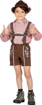 Wilbers & Wilbers - Boeren Tirol & Oktoberfest Kostuum - Rood Wit Geblokte Tiroler Blouse Jongen - Rood - Maat 140 - Bierfeest - Verkleedkleding
