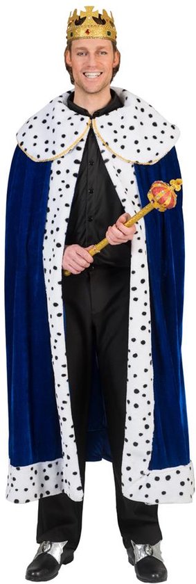 Koning Prins & Adel Kostuum | Koningsblauwe Mantel Arthur | One Size | Carnaval kostuum | Verkleedkleding