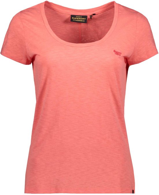 Superdry Scoop Neck Tee Dames T-shirt - Roze - Maat XL