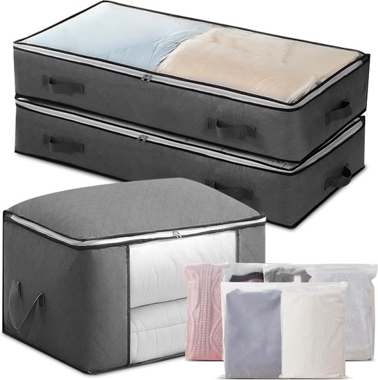 Set van 5 opbergtassen voor onder het bed, 90 liter opbergbox voor