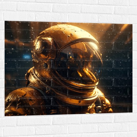 Muursticker - Astronaut - Pak - Goud - 100x75 cm Foto op Muursticker