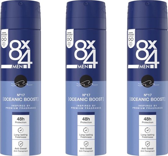 Foto: 8x4 deo spray men no 17 oceanic boost 3 x 150 ml