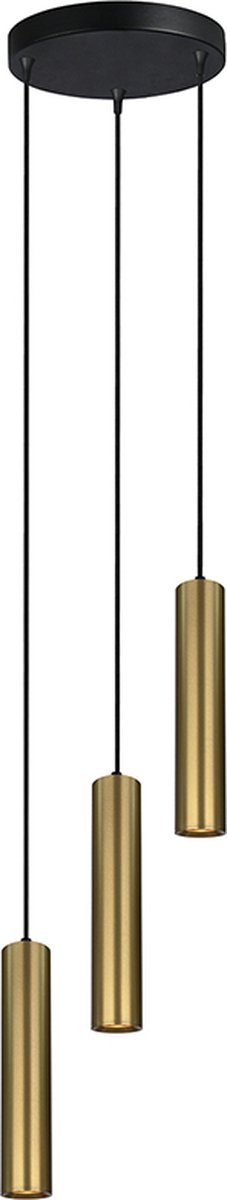 Olucia - NADI - Hanglamp - Messing / Zwart - 3L - Vorm: Cilinder