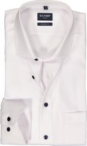 OLYMP modern fit overhemd - structuur - wit - Strijkvrij - Boordmaat: 39
