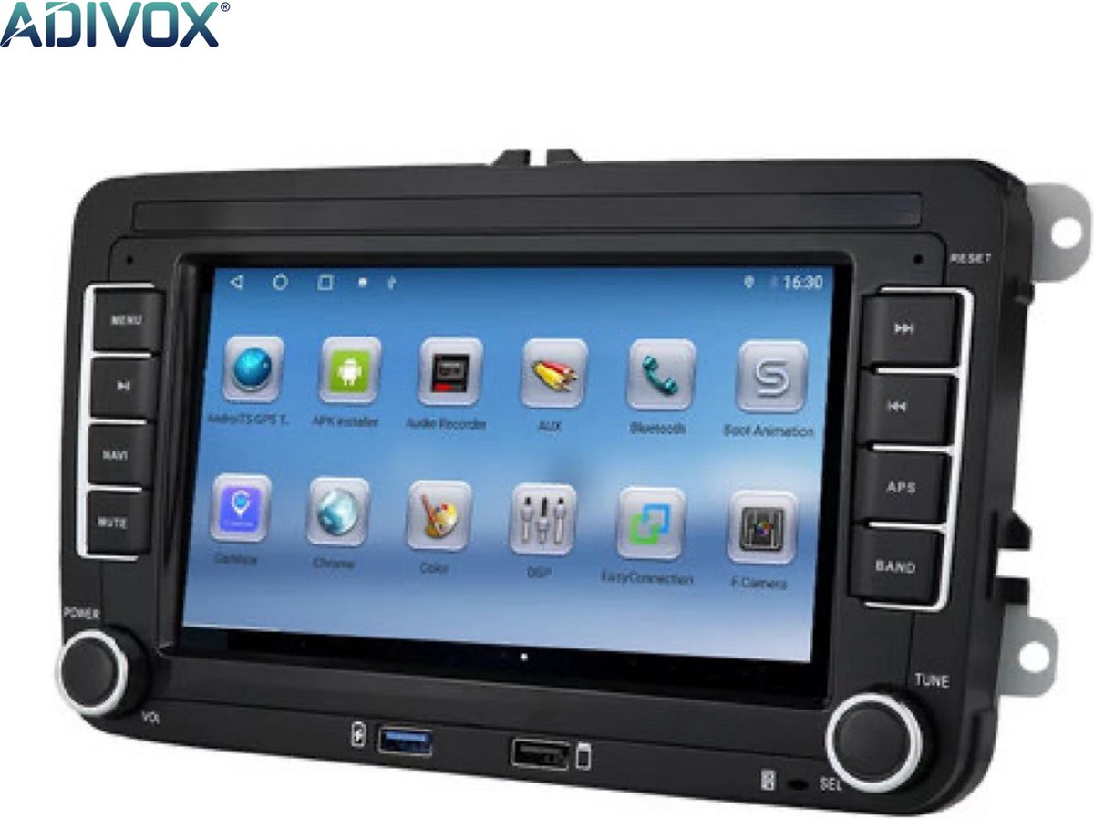 ADIVOX Autoradio 7 inch voor Volkswagen/Seat/Skoda 4GB+64GB 8CORE Android 13 CarPlay/Auto/Wifi/GPS/RDS/DSP/5G/DAB+