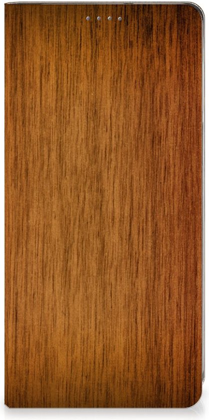 Stand Case Geschikt voor Motorola Moto G54 Telefoonhoesje Donker Hout