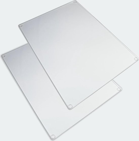 Glazen snijplank - Premium snijplank van gehard glas (40x30 cm), 2 stuks, robuuste en heldere werkbladbeschermer Glazen snijplank