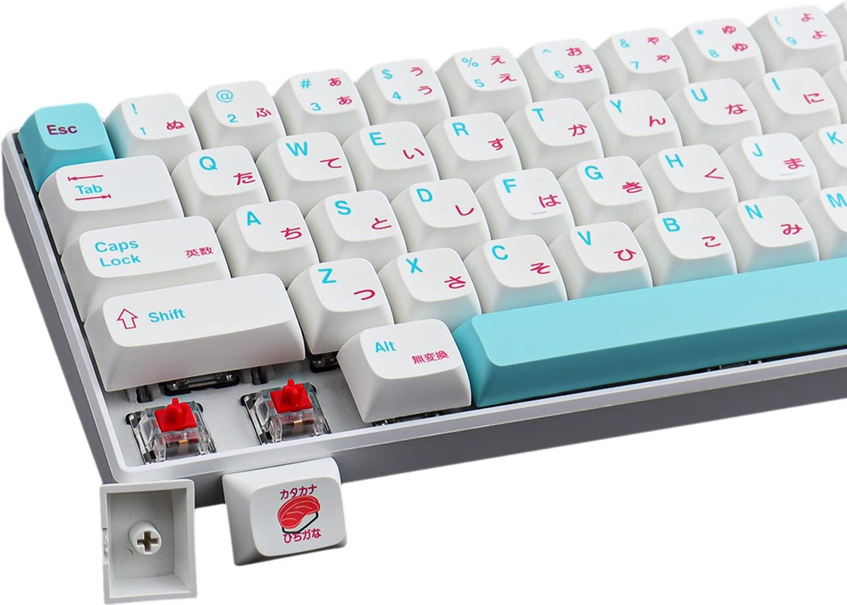 Beroli - PBT Keycaps - 120 toetsen - Sushi XDA profiel - Japanse Keycaps - Dye-sublimatie - White Keycaps - voor Cherry Gateron MX Switches - mechanische toetsenborden