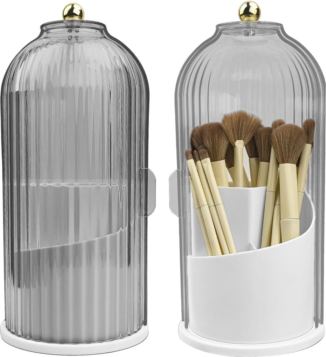 360° draaibare make-upkwastenhouder, organizer voor make-uptafel, make-upkwasten, etui, kwastenhouder, kwastenhouder met stofdicht deksel, cosmetica-organizer