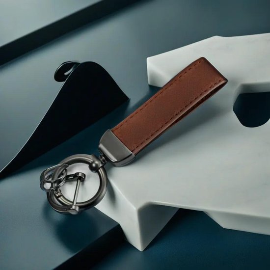 Porte-clés cuir marron - Porte-clés Luxe - Porte-clés Voiture - Différentes couleurs - Pendentif en cuir - Fermoir Premium - Haute qualité