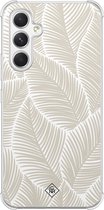 Casimoda® hoesje - Geschikt voor Samsung Galaxy A54 - Palmy Leaves Beige - Shockproof case - Extra sterk - TPU/polycarbonaat - Bruin/beige, Transparant