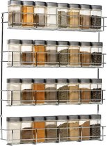 Coninx Étagère à épices suspendue – pour 32 Pots d'herbes aromatiques – Organisateur d'épices à 4 niveaux – 405 x 60 x 500 mm – Métal Chrome