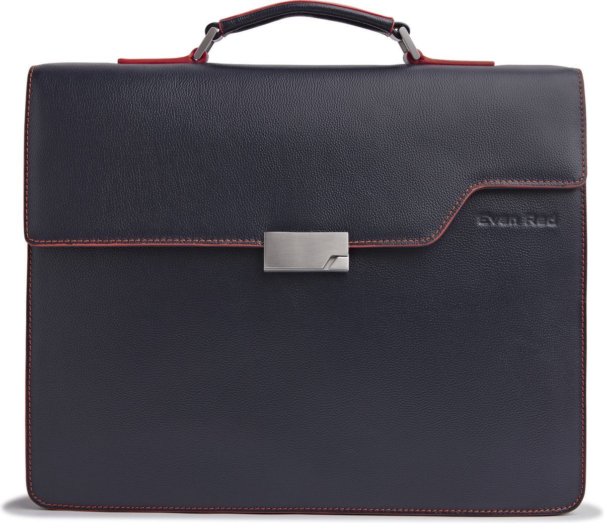 Evan Red Amsterdam Briefcase - Laptoptas - Navy Blauw - Leer