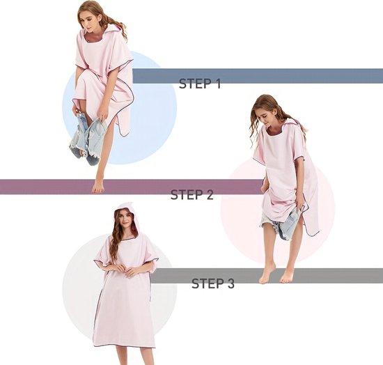 Nivard Surf Poncho - Serviette à langer - Adultes - Femme & Homme - Doux - Poncho - Rose