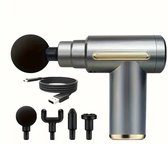 All4Shop Massage Gun- Inclusief Koffer en 4 Opzetstukken- Sport en Relax Massageapparaat - Krachtig en Draadloos- Zilverachtig kleur-Professioneel Massage pistool - Fitness