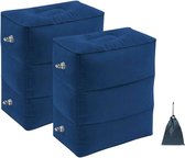 Opblaasbaar Vliegtuigbedje met Verstelbare Beensteunen - Comfortabel Reiskussen voor Lange Vluchten - Lichtgewicht Draagbaar Design - Blauw