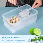 Ronde mini-ijsblokjesvorm, ijsbolvorm met deksel, 104 kleine mini-ijsblokjesvormpjes (2 groene ijsblokjesvormen, ijsblokjes, ijstang, ijsschep)