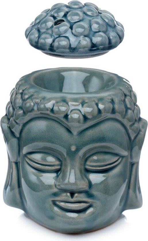 Aromabrander - Geurbrander - Thais - Boeddha Hoofd - Crackelee Glazuur - Keramiek - 12,5 cm