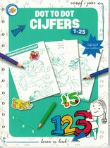 Leren Spelenderwijs met cijfers van 1 - 25  boek met stickers en achterin het boek de oplossingen