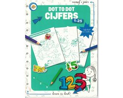 Leren Spelenderwijs met cijfers van 1 - 25  boek met stickers en achterin het boek de oplossingen