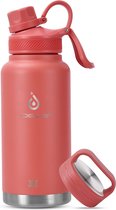 Vacuüm geïsoleerde waterfles, 32 oz (950 ml) roestvrijstalen dubbelwandige fles metalen sportkantine met lekvrije schroefdop (rozerood)