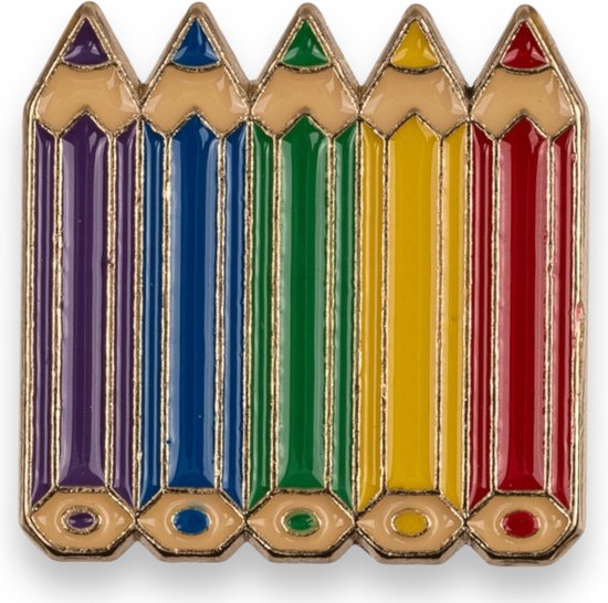 Potloden Badge in Regenboog kleuren