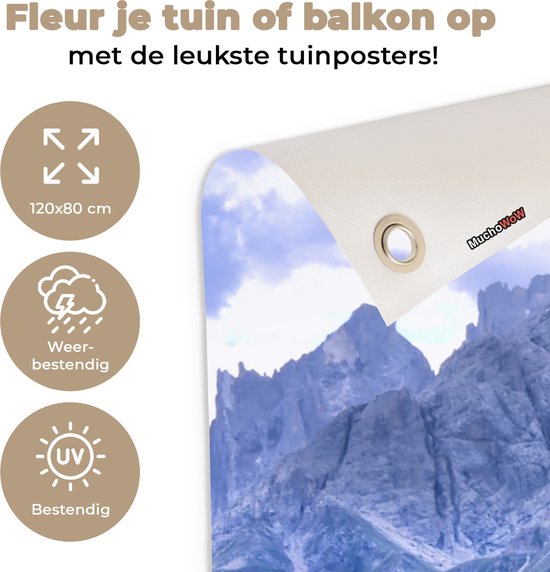 Banner 120x80 cm met afbeelding van een koe in de bergen, weer- en UV-bestendig.