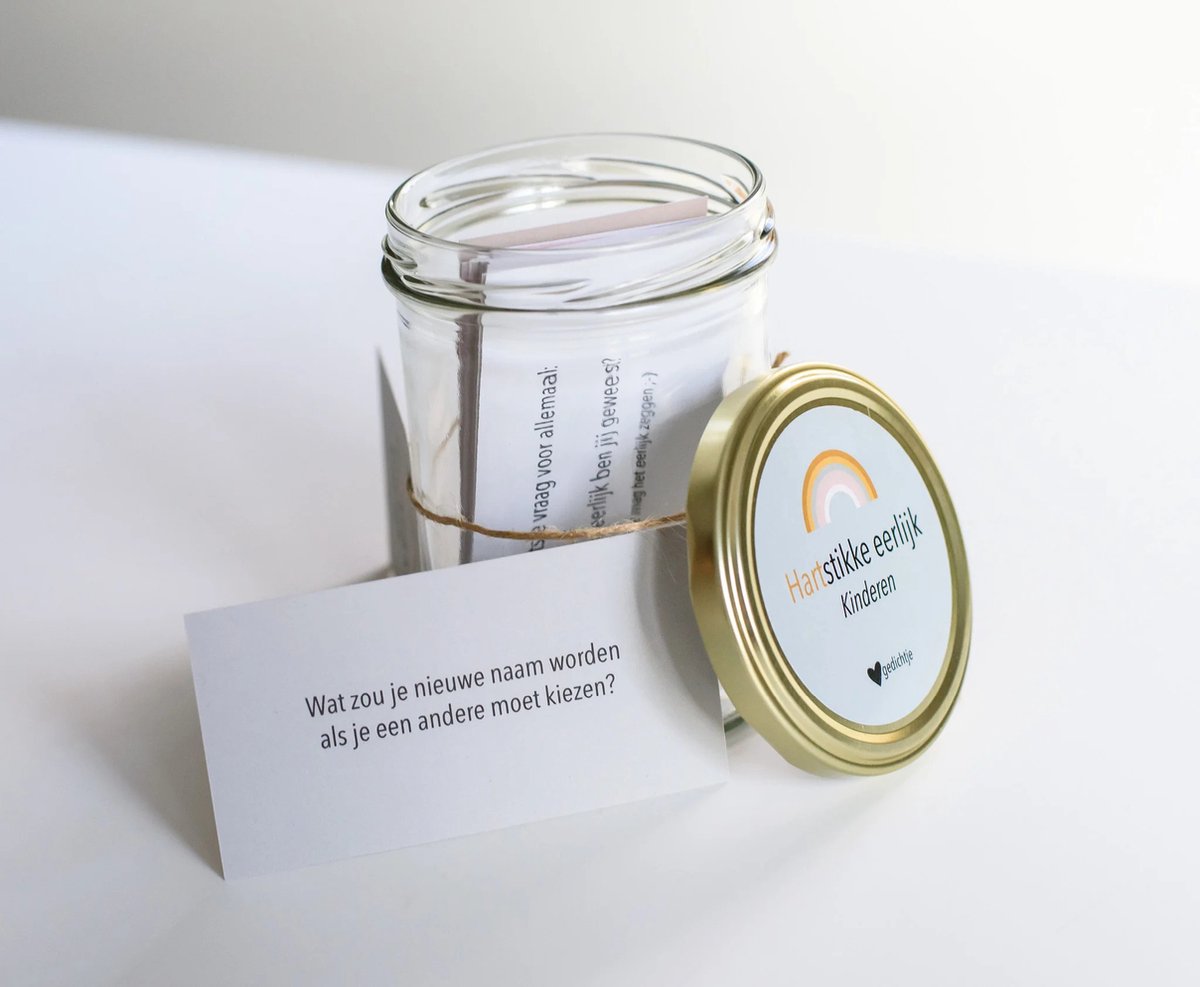 Cadeaupotje - hartstikke eerlijk kinderen - kadopotje - vragenspel - leerkracht - juffen cadeau - kado - meester cadeau