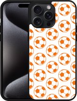 Cazy Hardcase Hoesje geschikt voor iPhone 15 Pro Max Orange Soccer Balls