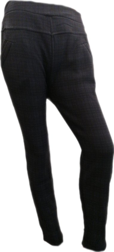 Femme - Pantalons - Pantalons Chauds Thermo Confort - 7/8 - Jegging - Doublé - Couleur Grijs/ Zwart à carreaux - Taille L/XL 40-42
